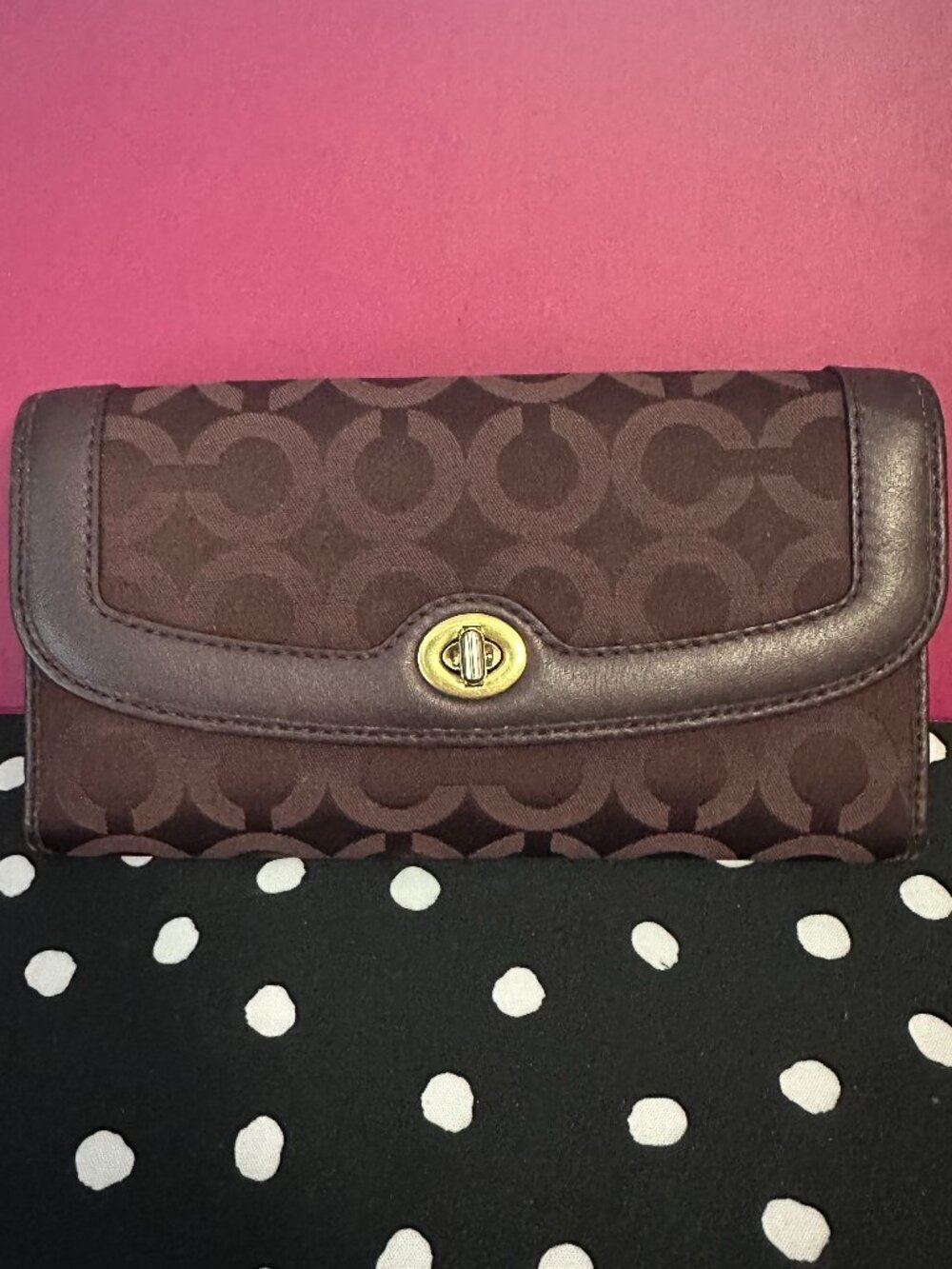 Burgundy Coach Signature Checkbook Wallet in great condition!